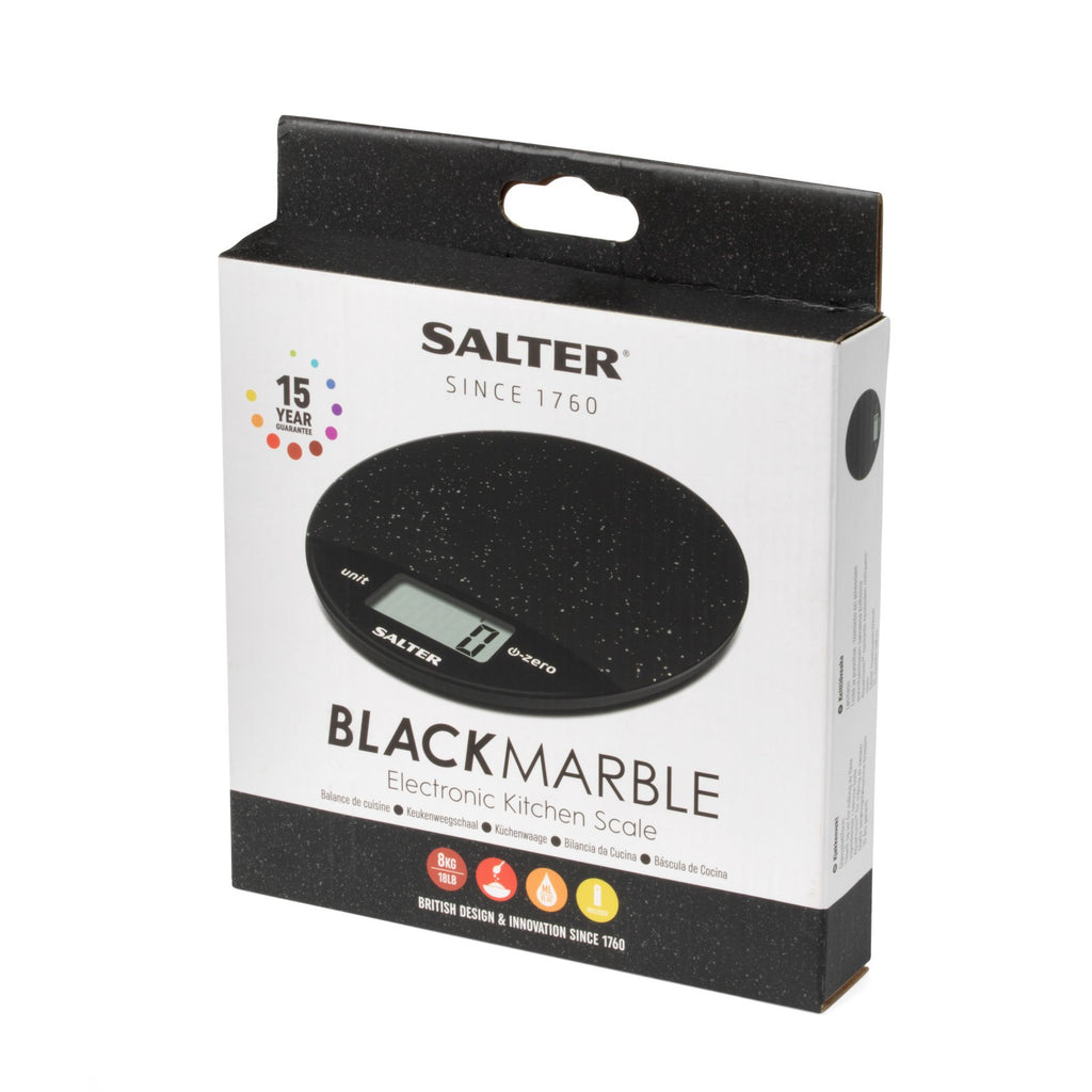 Salter Digital Kitchen Scale Easy Read LCD Display 8 KG Black Marble Effect