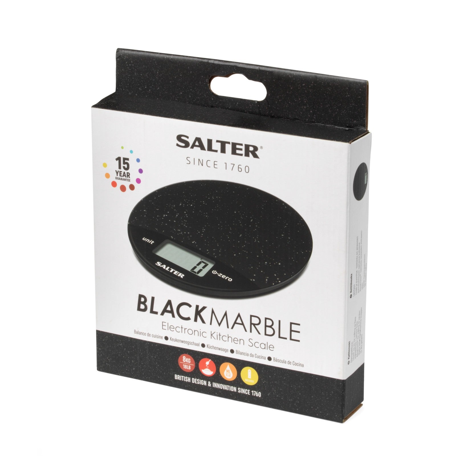 Salter Digital Kitchen Scale Easy Read LCD Display 8 KG Black Marble Effect