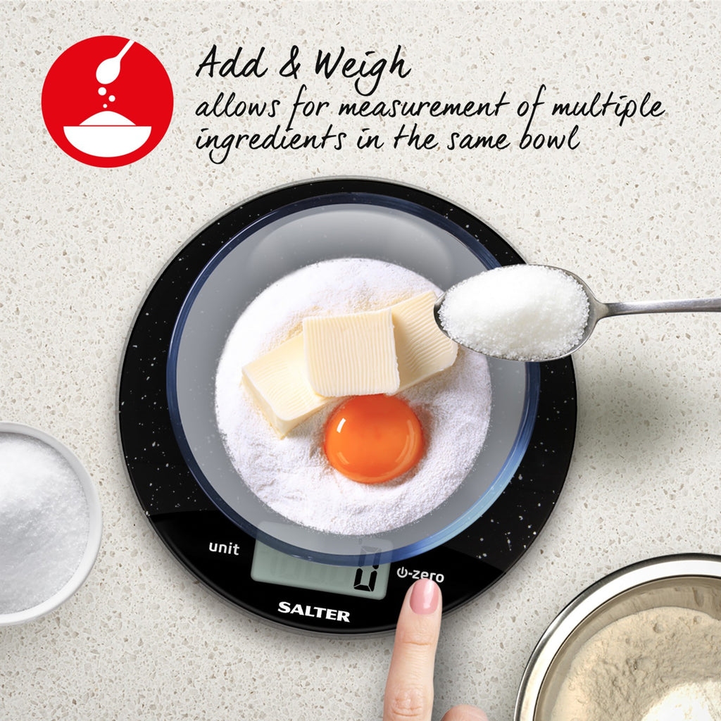 Salter Digital Kitchen Scale Easy Read LCD Display 8 KG Black Marble Effect